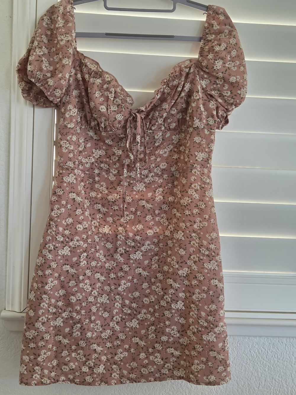 SHEIN Pink Floral Puff Sleeve Midi Dress
